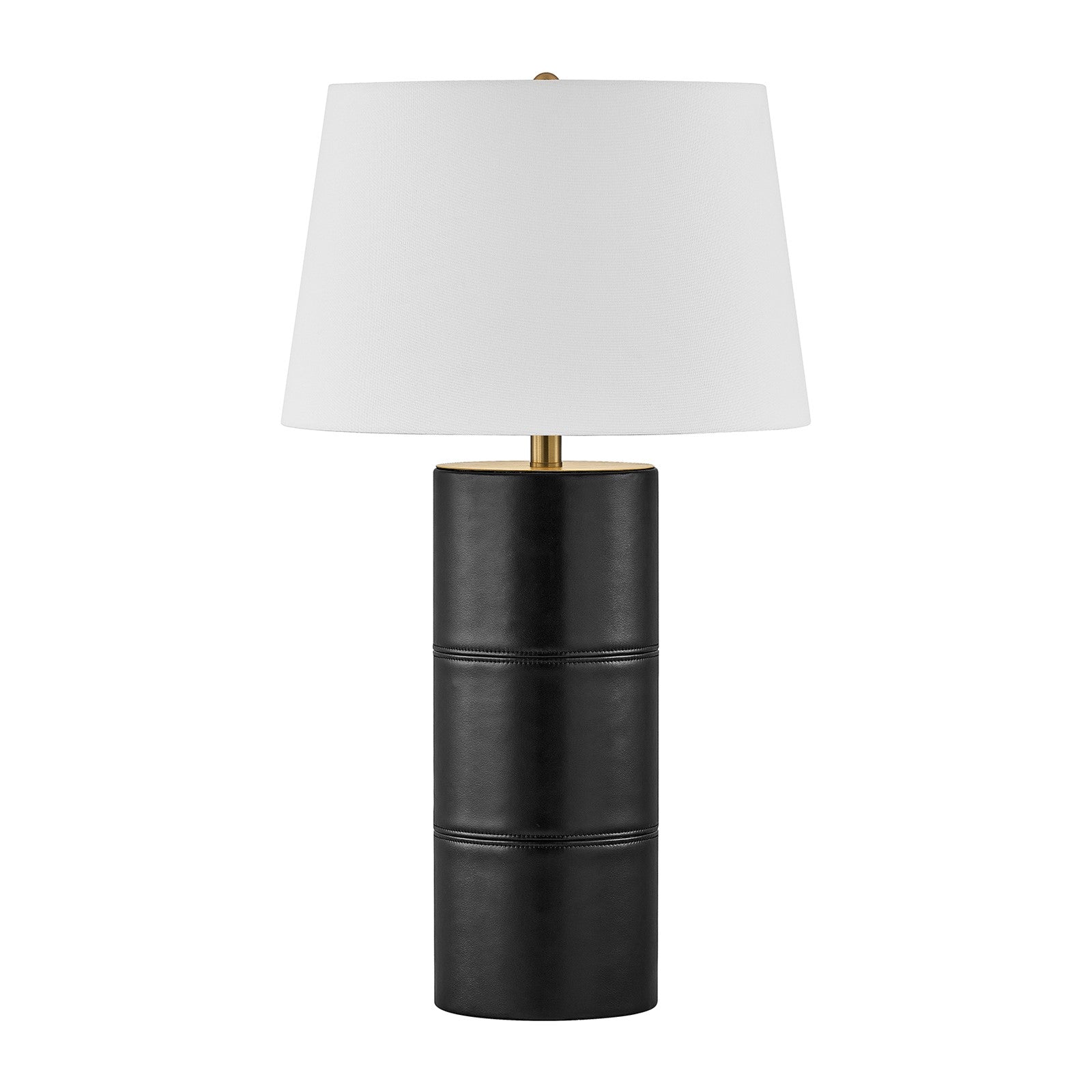 Savoy House Albert 1-Light Table Lamp | Contemporary Black Faux Leather and Linen with White Linen Shade | Bedroom & Living Room Accent | Model 11-CD31-BK