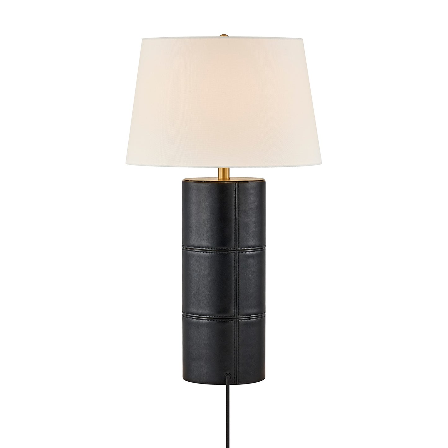 Savoy House Albert 1-Light Table Lamp | Contemporary Black Faux Leather and Linen with White Linen Shade | Bedroom & Living Room Accent | Model 11-CD31-BK