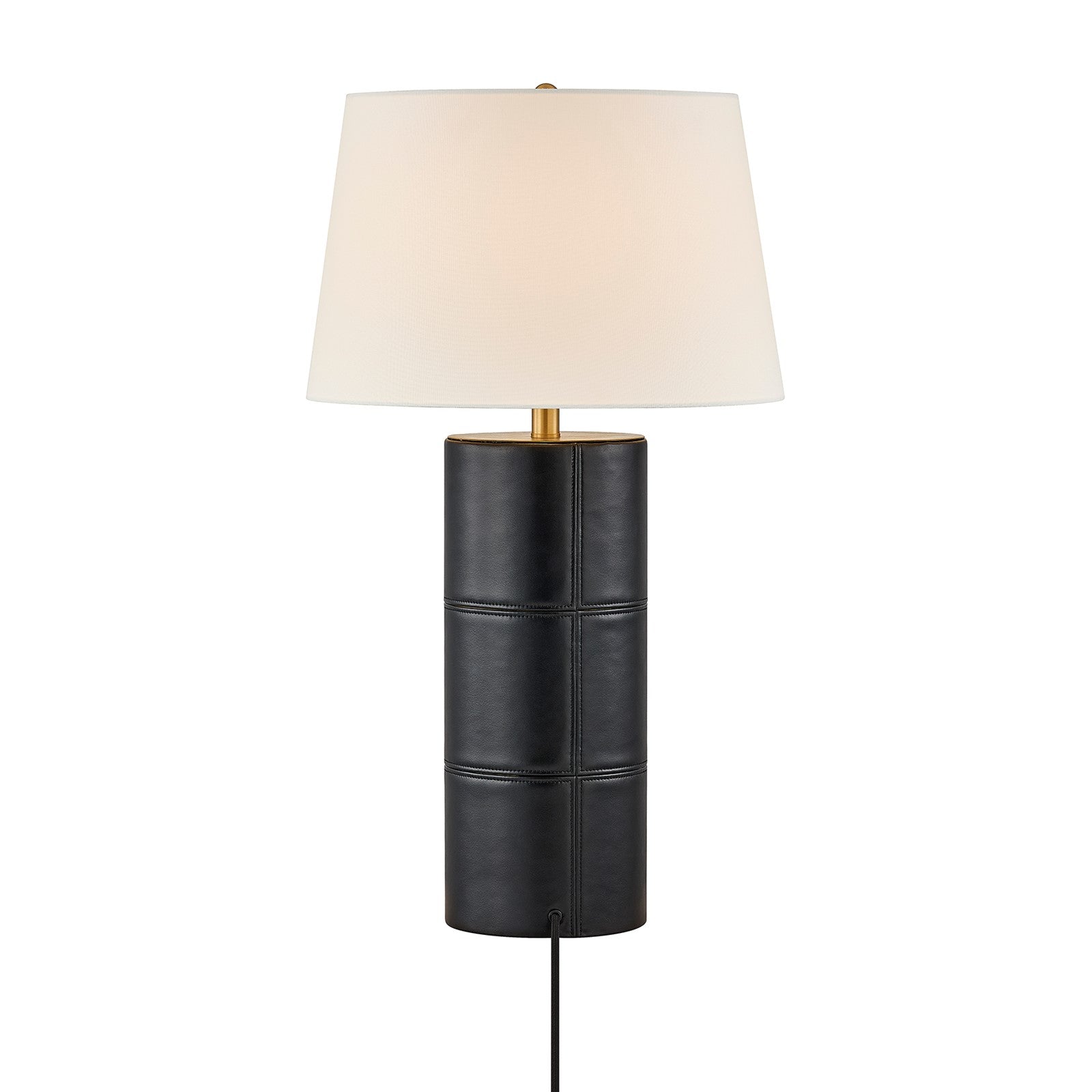 Savoy House Albert 1-Light Table Lamp | Contemporary Black Faux Leather and Linen with White Linen Shade | Bedroom & Living Room Accent | Model 11-CD31-BK