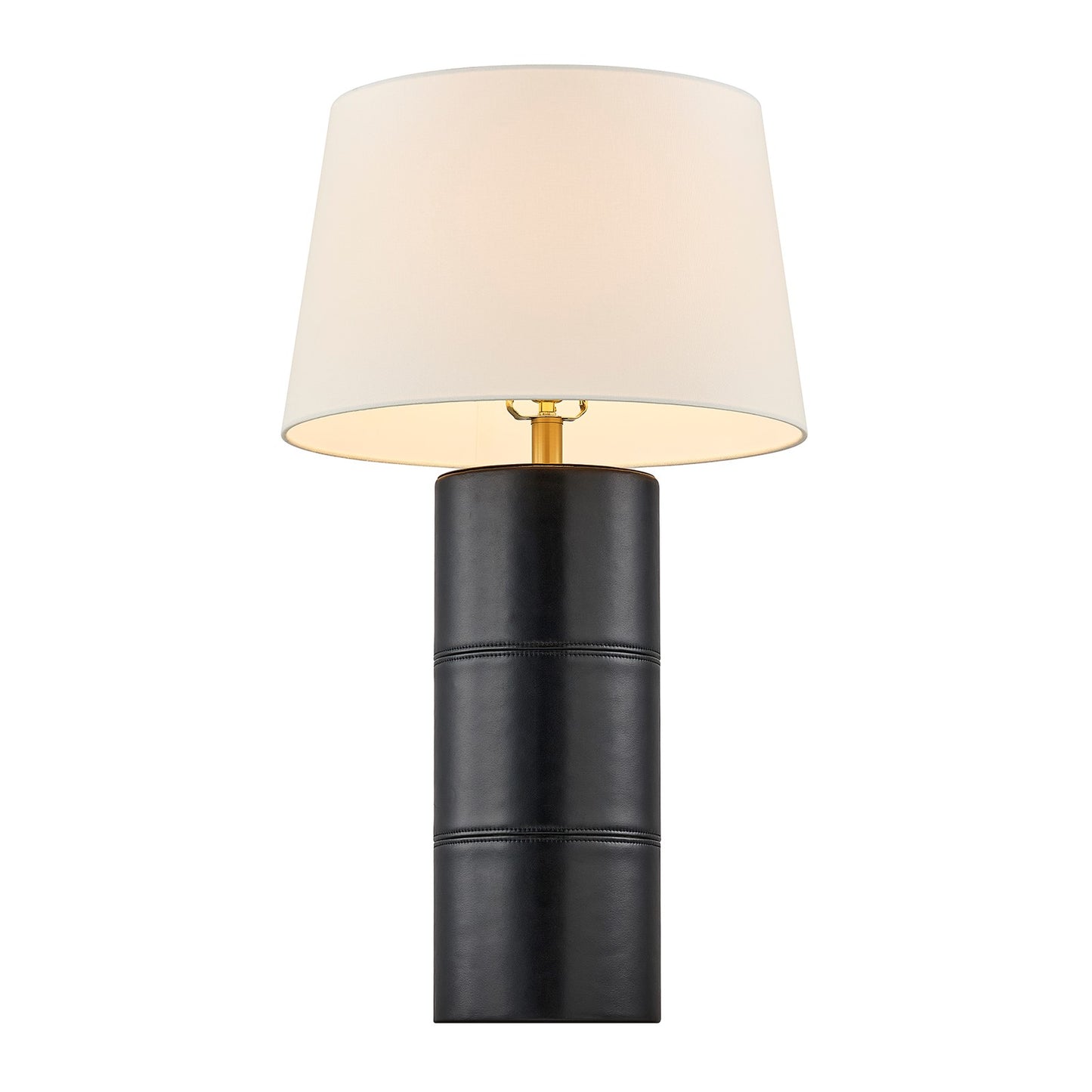 Savoy House Albert 1-Light Table Lamp | Contemporary Black Faux Leather and Linen with White Linen Shade | Bedroom & Living Room Accent | Model 11-CD31-BK