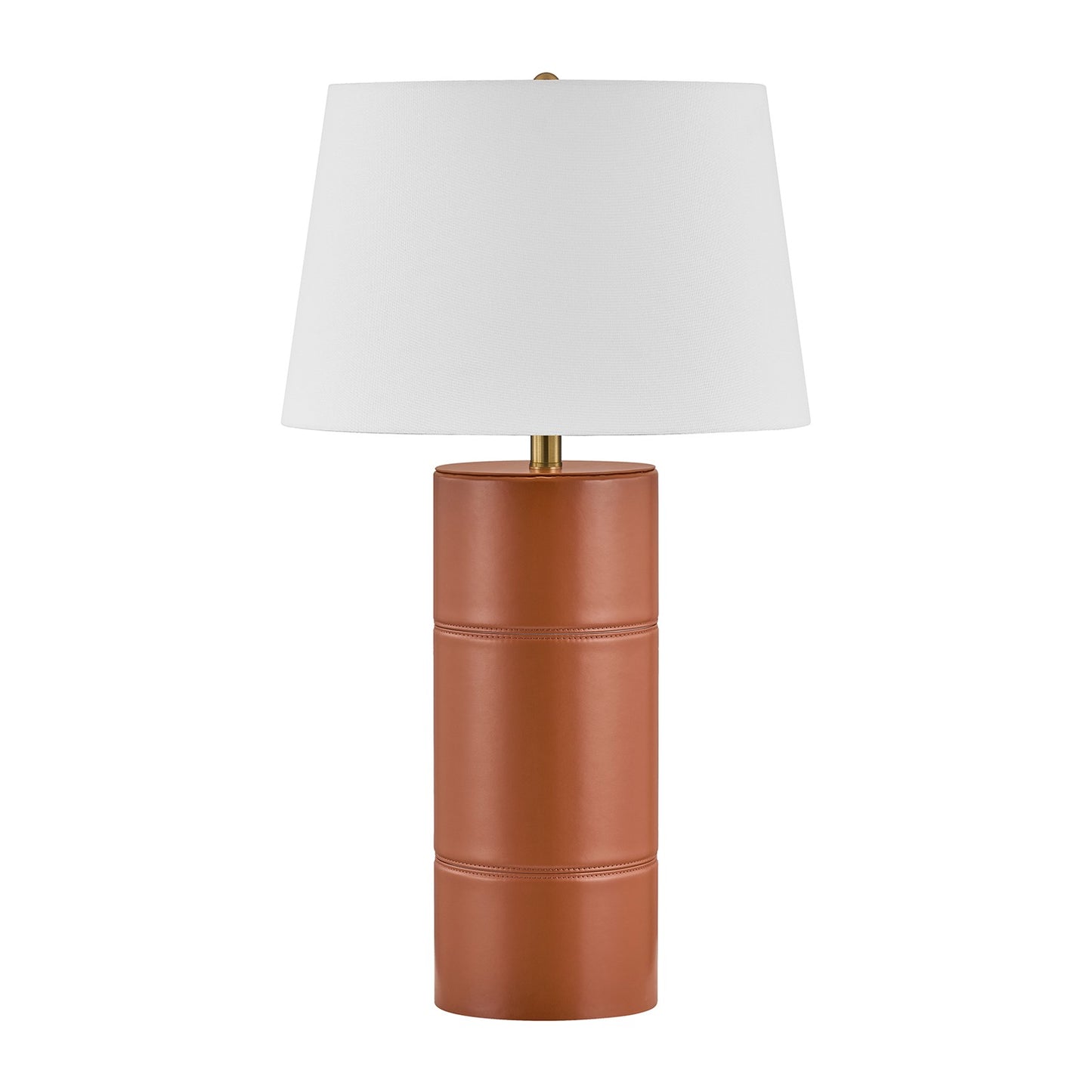 Savoy House Albert 17in 1-Light Table Lamp | Modern Honey Brown Faux Leather and White Linen | Bedroom & Living Room | 17 x 17 x 30 in | Model 11-CD31-HB