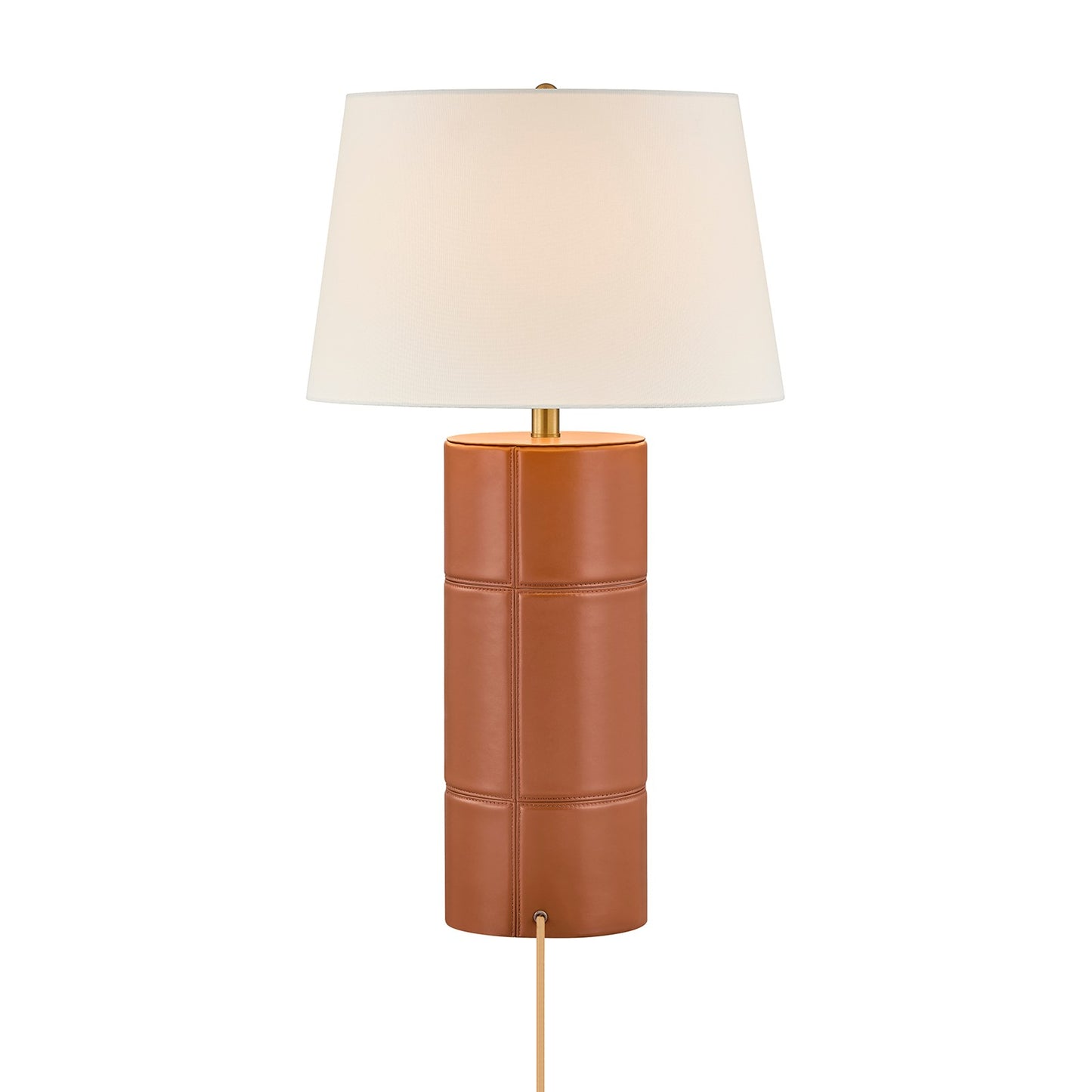 Savoy House Albert 17in 1-Light Table Lamp | Modern Honey Brown Faux Leather and White Linen | Bedroom & Living Room | 17 x 17 x 30 in | Model 11-CD31-HB