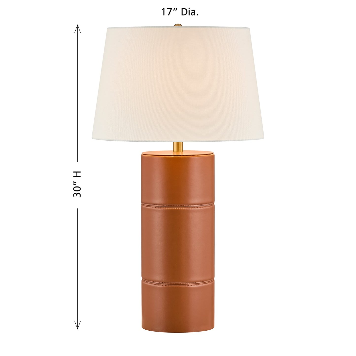 Savoy House Albert 17in 1-Light Table Lamp | Modern Honey Brown Faux Leather and White Linen | Bedroom & Living Room | 17 x 17 x 30 in | Model 11-CD31-HB
