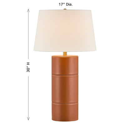 Savoy House Albert 17in 1-Light Table Lamp | Modern Honey Brown Faux Leather and White Linen | Bedroom & Living Room | 17 x 17 x 30 in | Model 11-CD31-HB