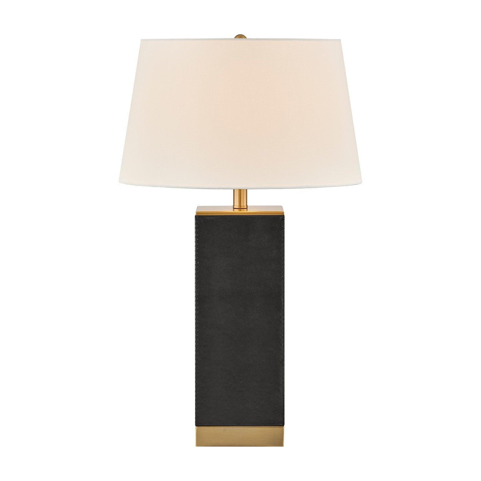 Savoy House Max 17in 1-Light Table Lamp | Modern Black Faux Leather and White Linen | Bedroom & Living Room | 17 x 17 x 27.88 in | Model 11-CD32-BK