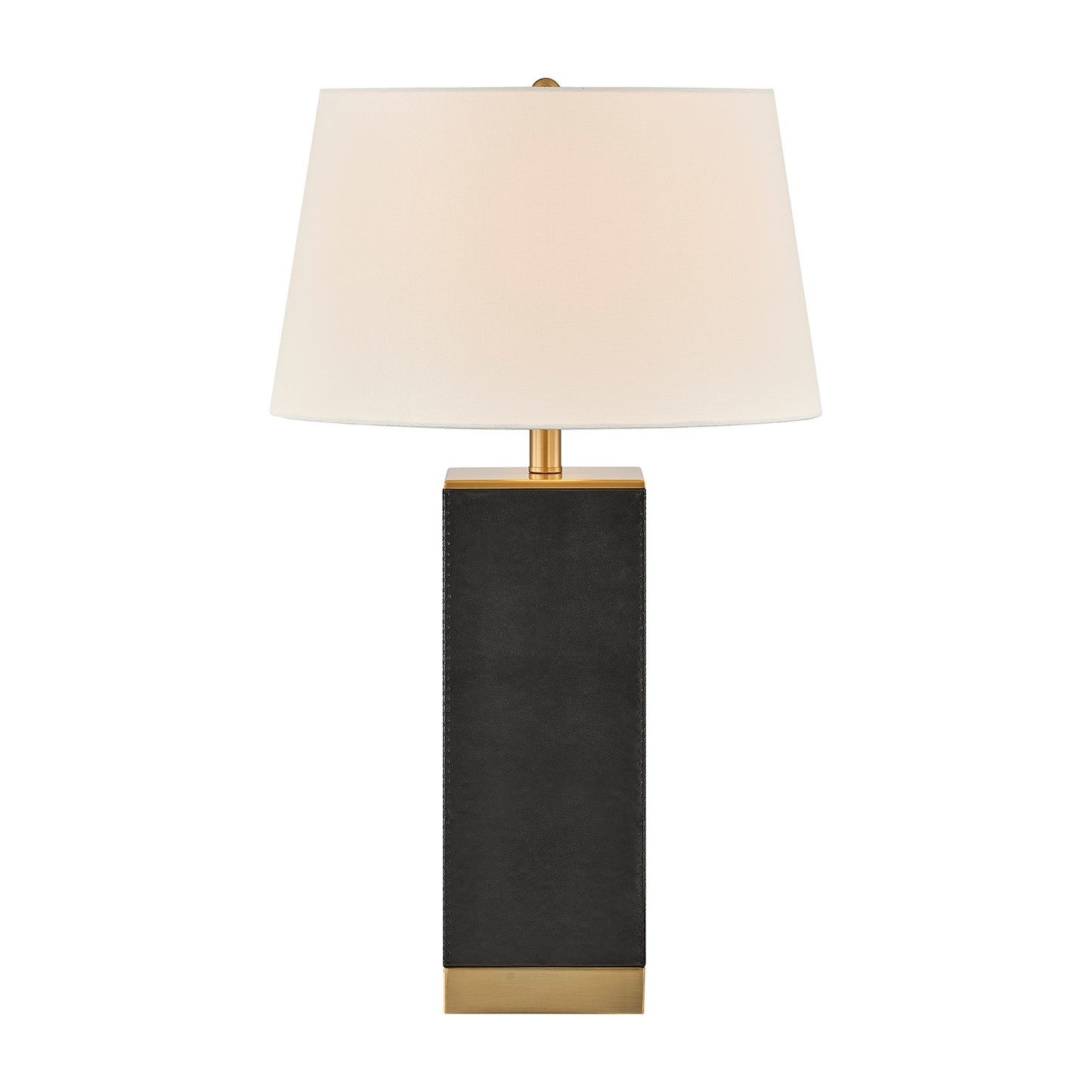 Savoy House Max 17in 1-Light Table Lamp | Modern Black Faux Leather and White Linen | Bedroom & Living Room | 17 x 17 x 27.88 in | Model 11-CD32-BK