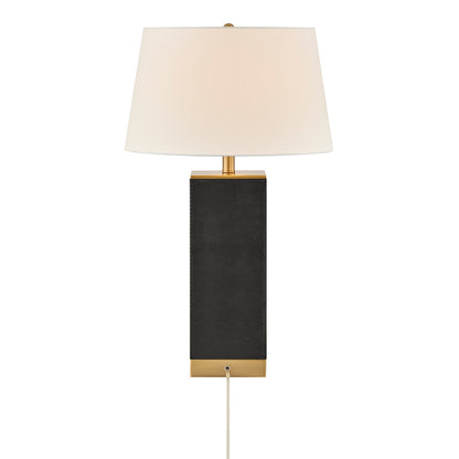 Savoy House Max 17in 1-Light Table Lamp | Modern Black Faux Leather and White Linen | Bedroom & Living Room | 17 x 17 x 27.88 in | Model 11-CD32-BK