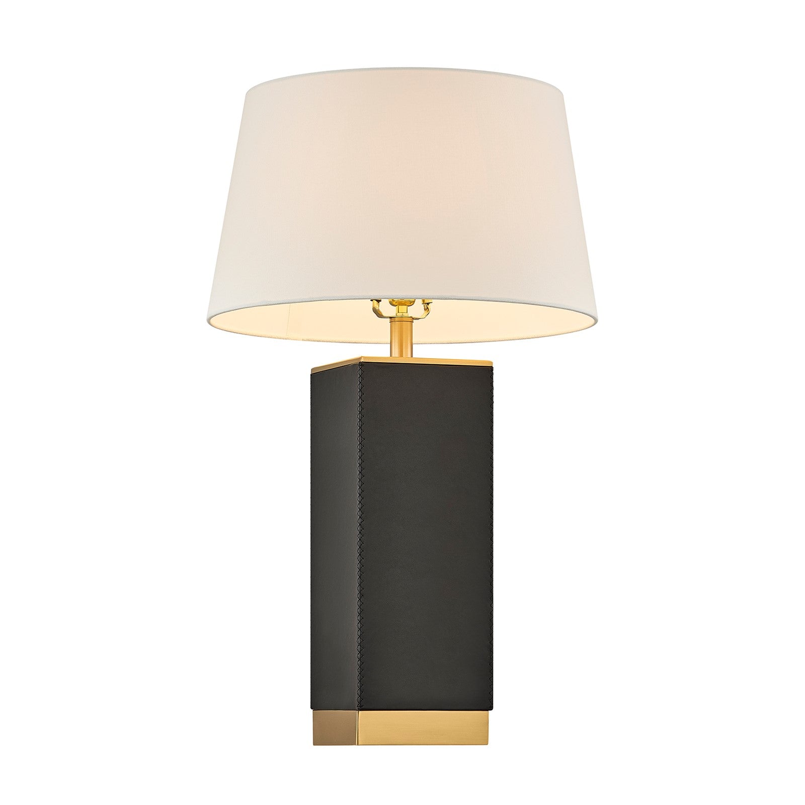 Savoy House Max 17in 1-Light Table Lamp | Modern Black Faux Leather and White Linen | Bedroom & Living Room | 17 x 17 x 27.88 in | Model 11-CD32-BK
