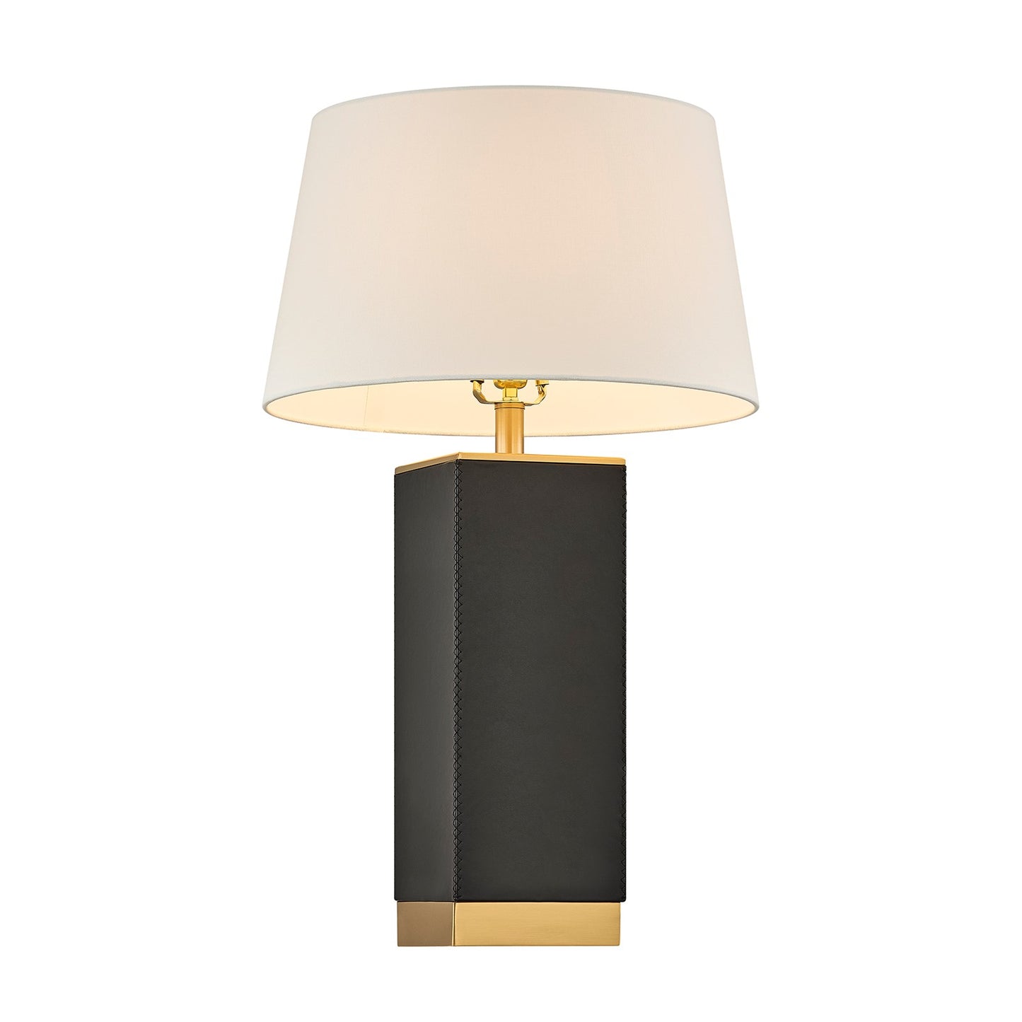 Savoy House Max 17in 1-Light Table Lamp | Modern Black Faux Leather and White Linen | Bedroom & Living Room | 17 x 17 x 27.88 in | Model 11-CD32-BK