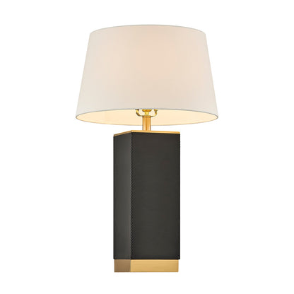 Savoy House Max 17in 1-Light Table Lamp | Modern Black Faux Leather and White Linen | Bedroom & Living Room | 17 x 17 x 27.88 in | Model 11-CD32-BK