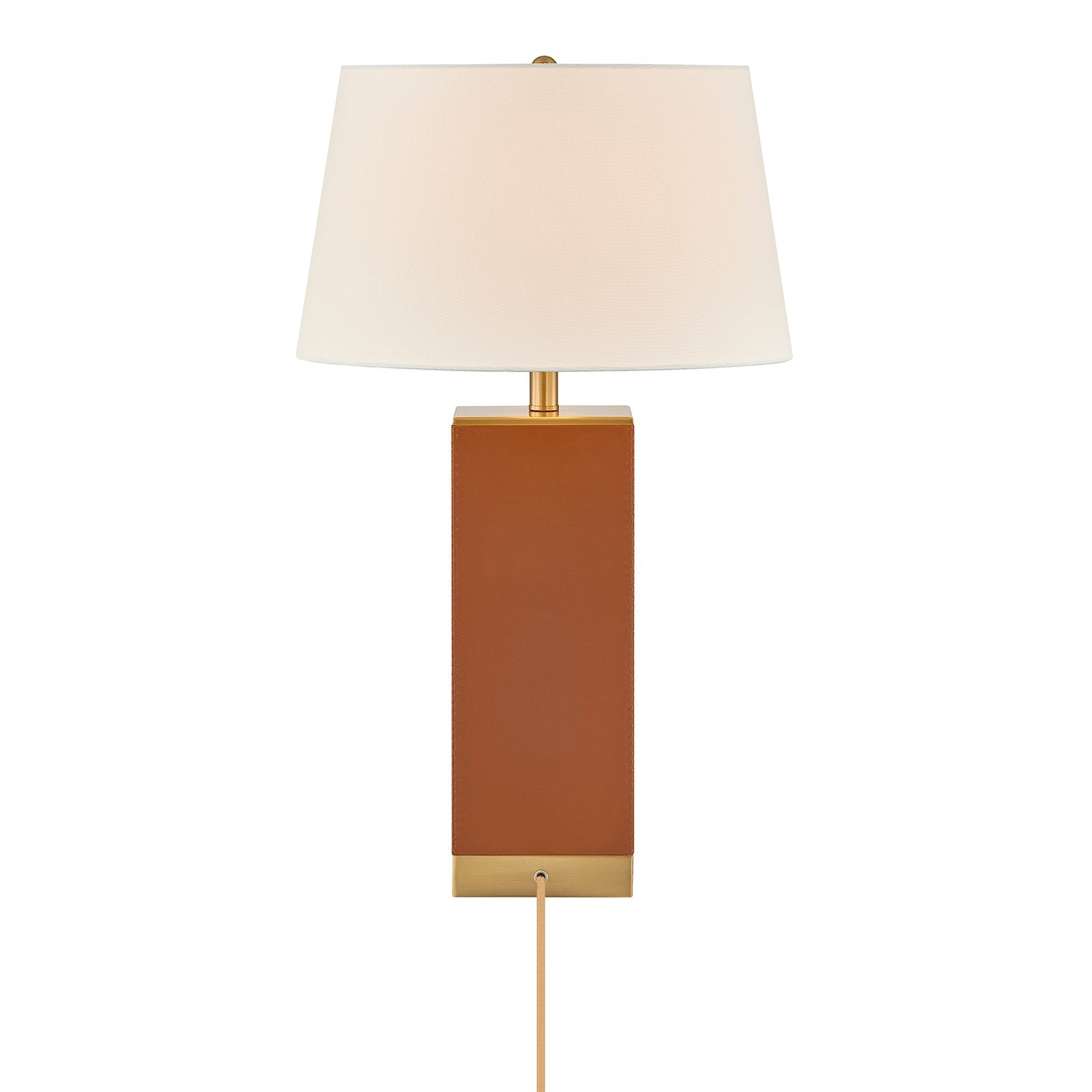 Savoy House Max 17in 1-Light Table Lamp | Modern Honey Brown Faux Leather and White Linen | Bedroom & Living Room | 17 x 17 x 27.88 in | Model 11-CD32-HB