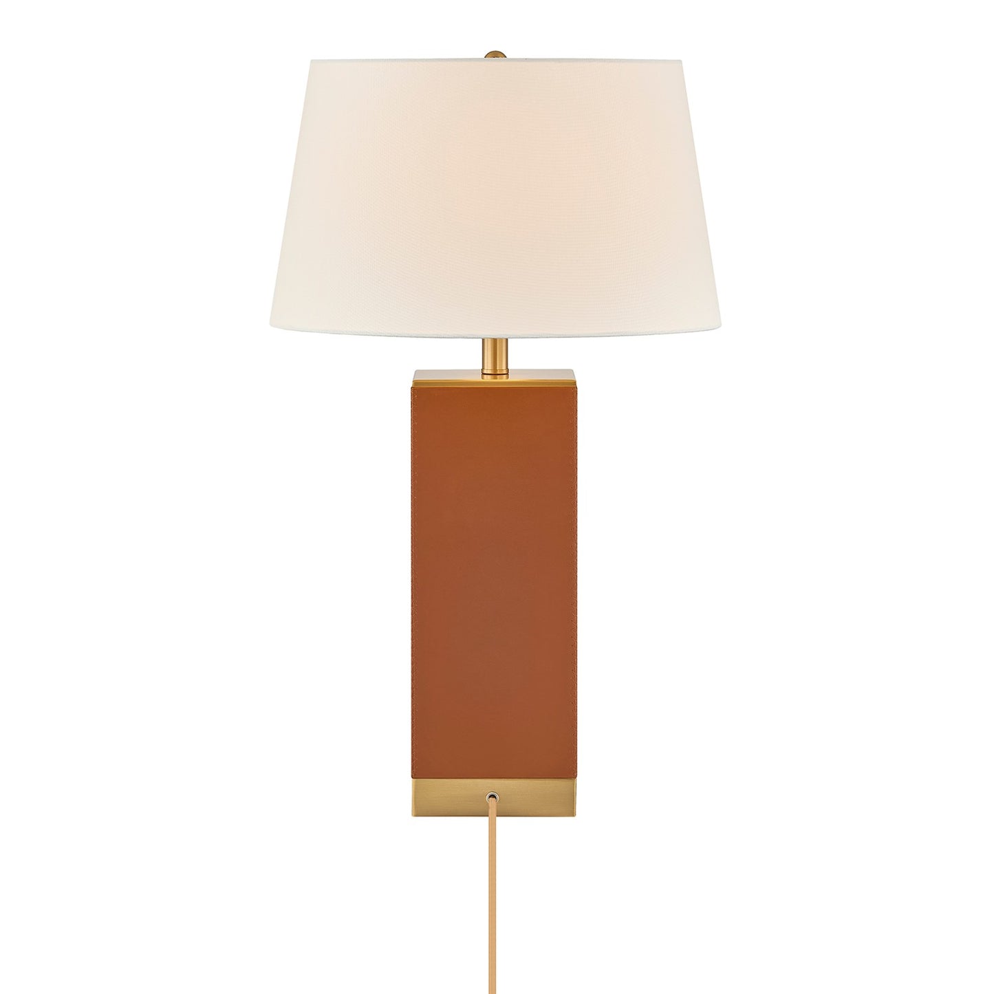 Savoy House Max 17in 1-Light Table Lamp | Modern Honey Brown Faux Leather and White Linen | Bedroom & Living Room | 17 x 17 x 27.88 in | Model 11-CD32-HB