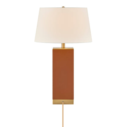 Savoy House Max 17in 1-Light Table Lamp | Modern Honey Brown Faux Leather and White Linen | Bedroom & Living Room | 17 x 17 x 27.88 in | Model 11-CD32-HB