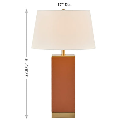 Savoy House Max 17in 1-Light Table Lamp | Modern Honey Brown Faux Leather and White Linen | Bedroom & Living Room | 17 x 17 x 27.88 in | Model 11-CD32-HB