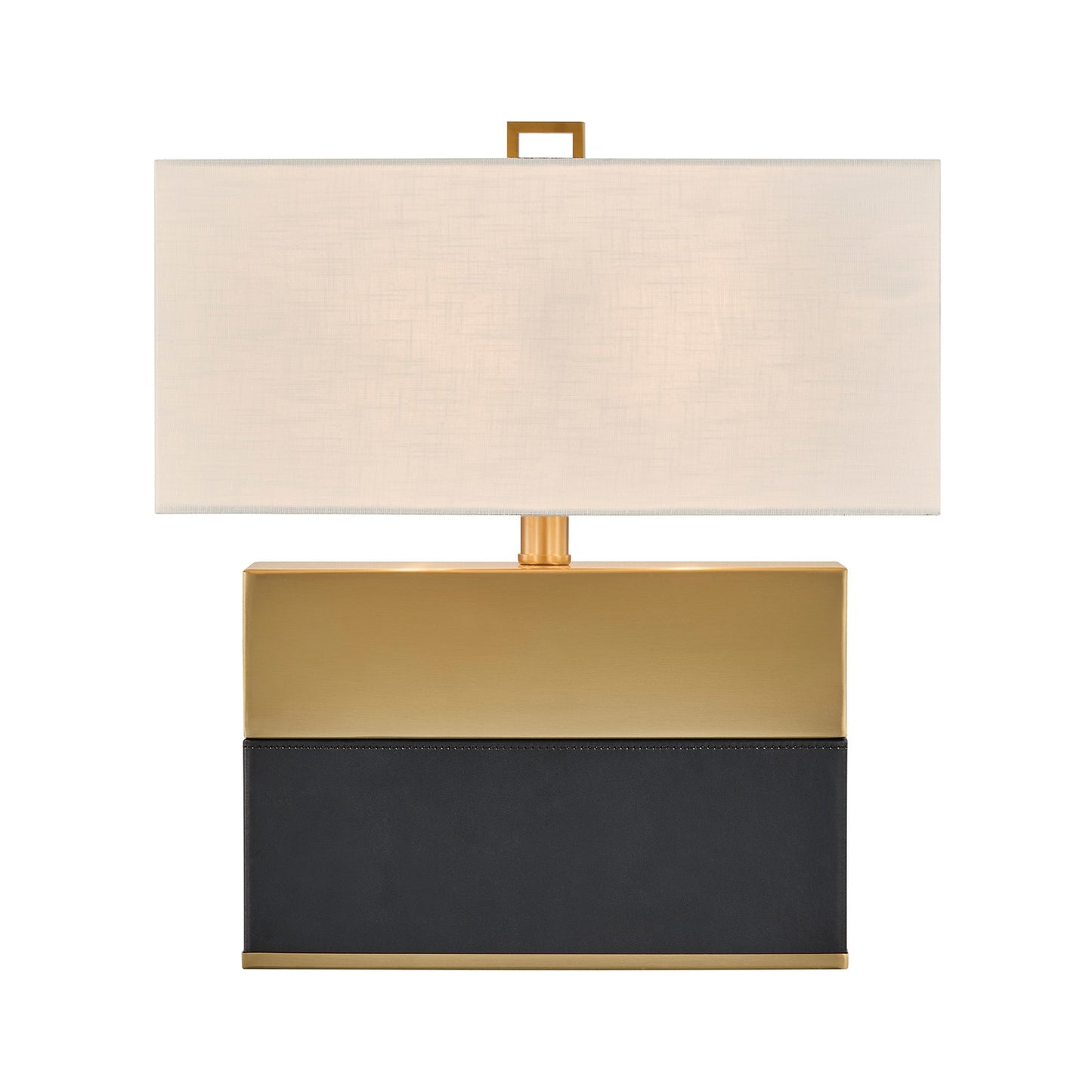Savoy House Oliver 15.5in 1-Light Table Lamp | Modern Honey Brown and Black Faux Leather and White Linen | Bedroom & Living Room | 8 in | Model 11-CD33-HBBK
