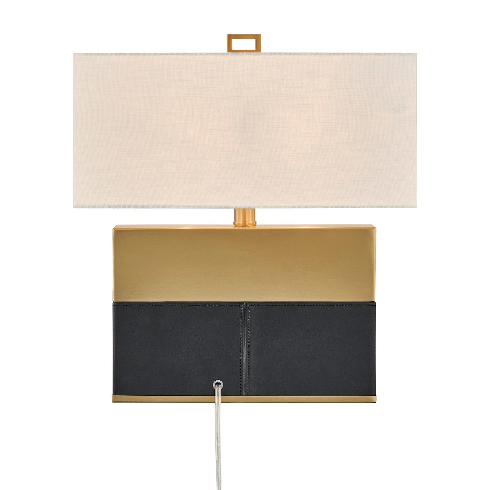 Savoy House Oliver 15.5in 1-Light Table Lamp | Modern Honey Brown and Black Faux Leather and White Linen | Bedroom & Living Room | 8 in | Model 11-CD33-HBBK