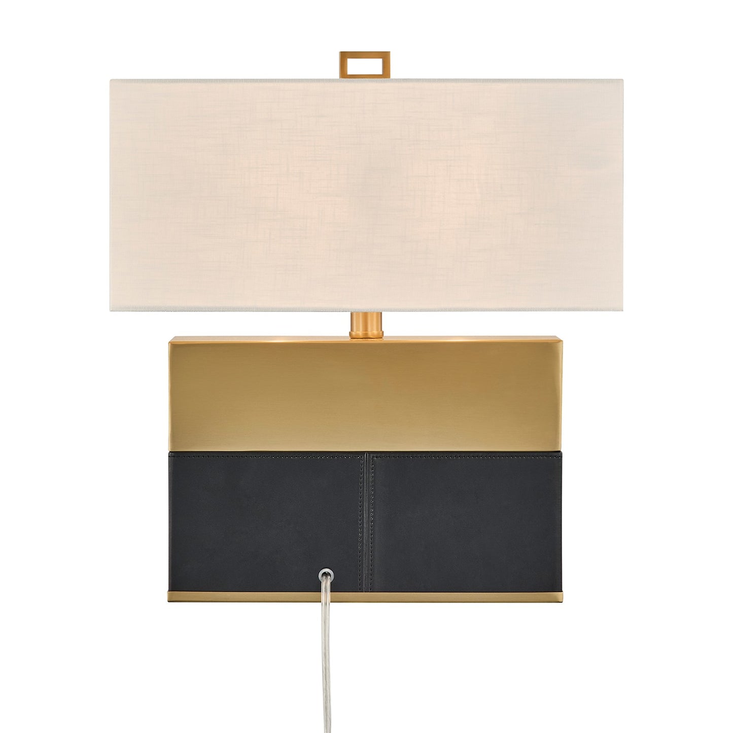 Savoy House Oliver 15.5in 1-Light Table Lamp | Modern Honey Brown and Black Faux Leather and White Linen | Bedroom & Living Room | 8 in | Model 11-CD33-HBBK