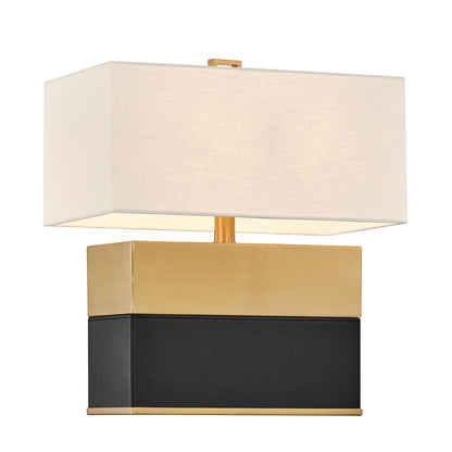 Savoy House Oliver 15.5in 1-Light Table Lamp | Modern Honey Brown and Black Faux Leather and White Linen | Bedroom & Living Room | 8 in | Model 11-CD33-HBBK