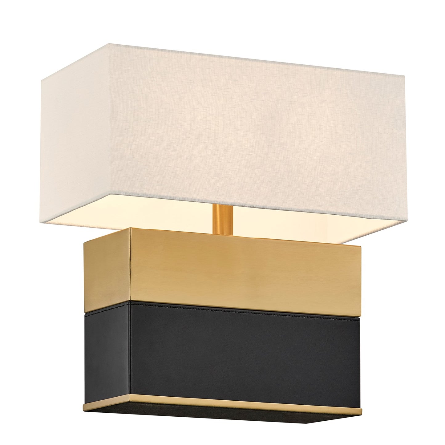 Savoy House Oliver 15.5in 1-Light Table Lamp | Modern Honey Brown and Black Faux Leather and White Linen | Bedroom & Living Room | 8 in | Model 11-CD33-HBBK