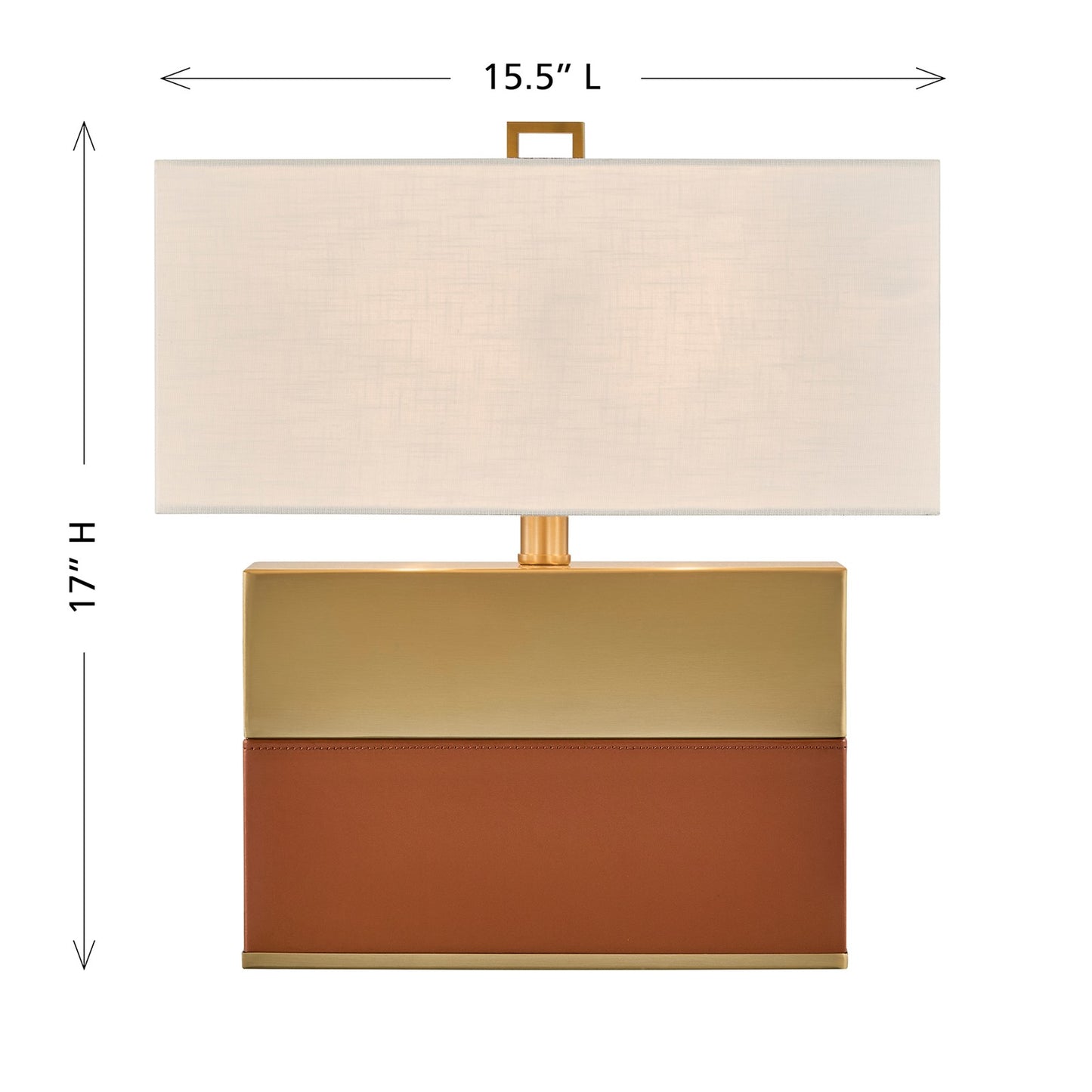 Savoy House Oliver 15.5in 1-Light Table Lamp | Modern Honey Brown Faux Leather and Warm Brass Metal with White Linen Shade | Bedside | Model 11-CD33-HBBR
