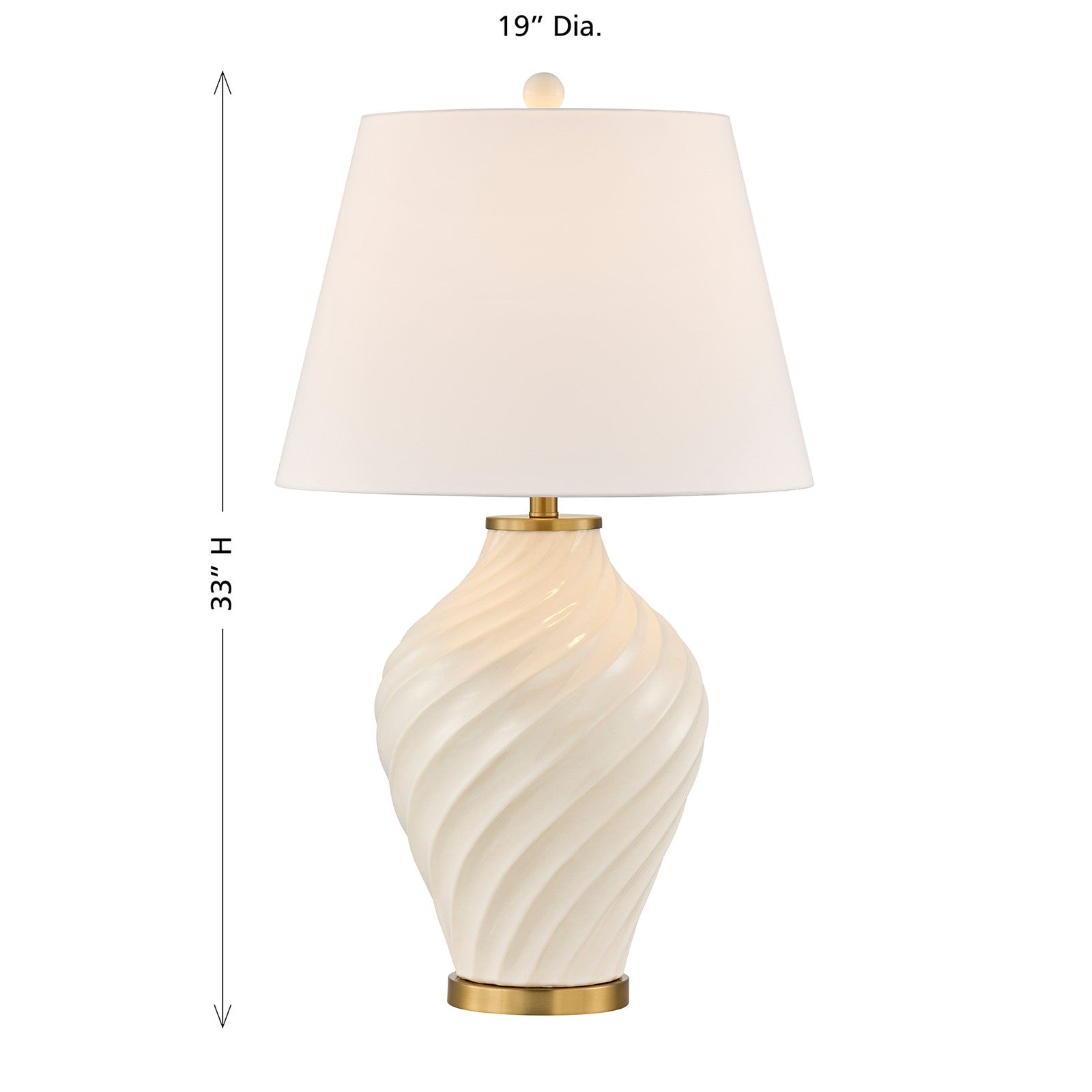 Savoy House Viola 19in 1-Light Table Lamp | Soft Modern White Ceramic with White Linen Shade and Warm Brass Accents | Living Room & | Model 11-CD34-WH