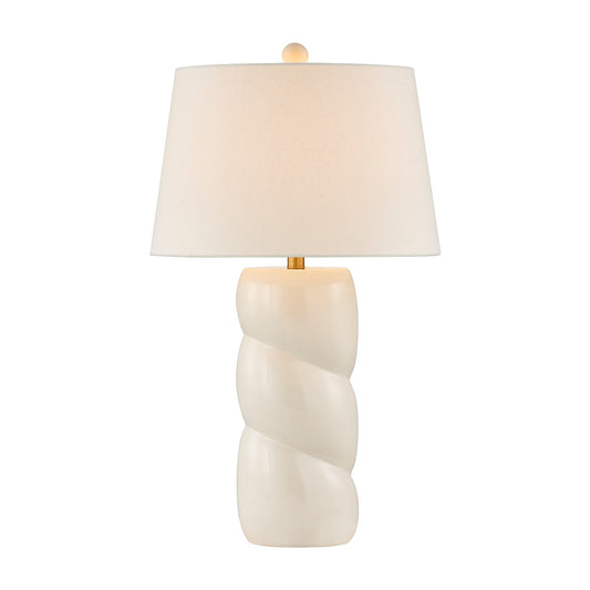 Savoy House Betty 17in 1-Light Table Lamp | Soft Modern White High-Gloss Ceramic with White Linen Shade and Warm Brass Accents | Bedroom & | Model 11-CD36