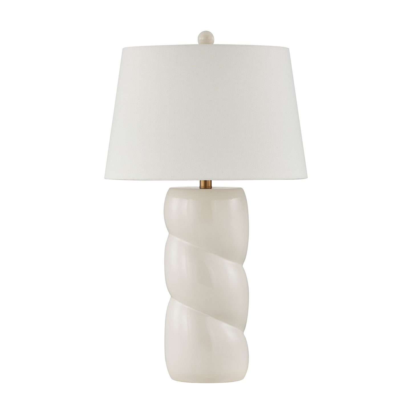 Savoy House Betty 17in 1-Light Table Lamp | Soft Modern White High-Gloss Ceramic with White Linen Shade and Warm Brass Accents | Bedroom & | Model 11-CD36