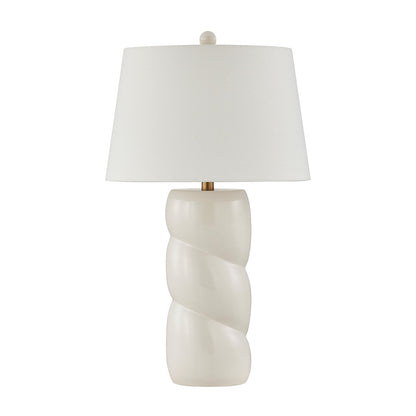 Savoy House Betty 17in 1-Light Table Lamp | Soft Modern White High-Gloss Ceramic with White Linen Shade and Warm Brass Accents | Bedroom & | Model 11-CD36