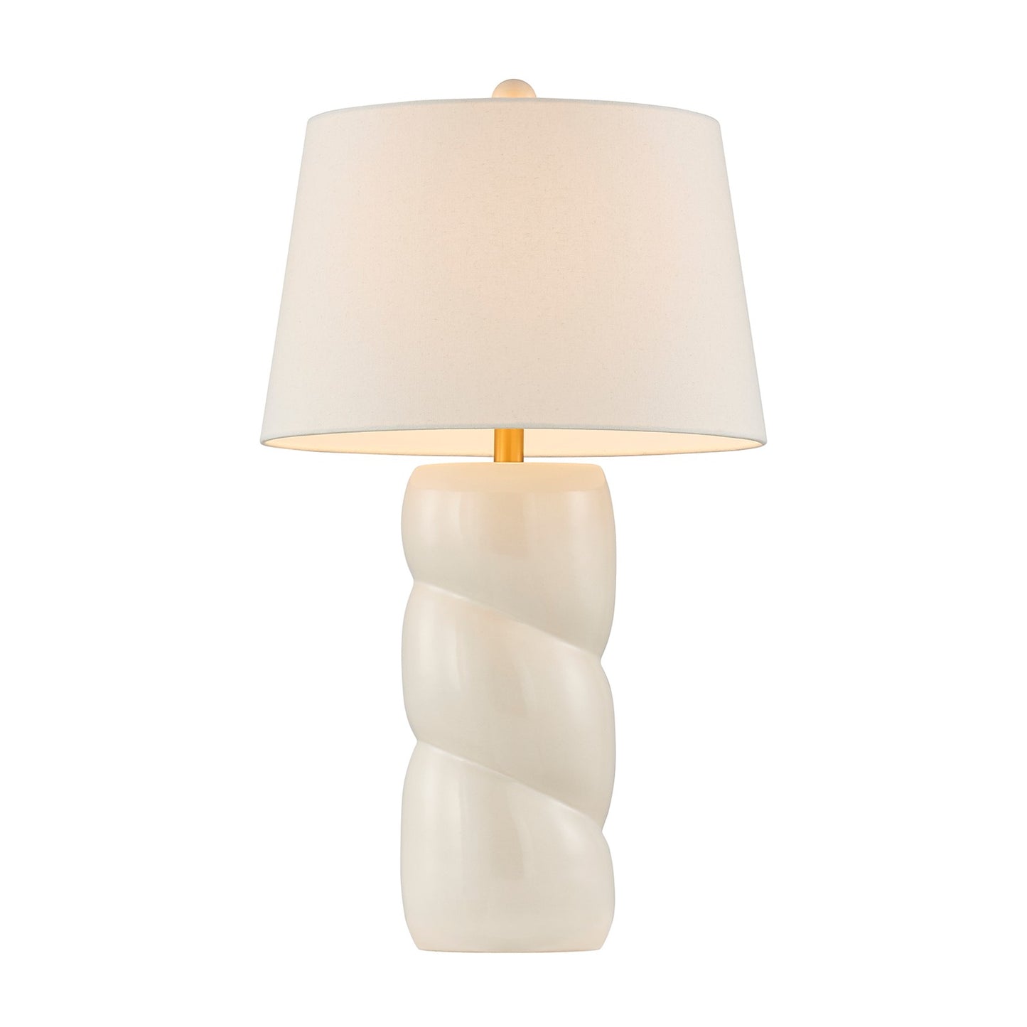 Savoy House Betty 17in 1-Light Table Lamp | Soft Modern White High-Gloss Ceramic with White Linen Shade and Warm Brass Accents | Bedroom & | Model 11-CD36