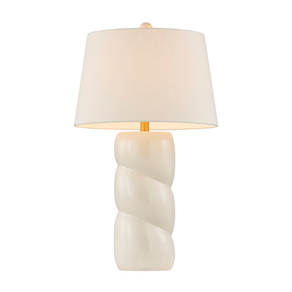 Savoy House Betty 17in 1-Light Table Lamp | Soft Modern White High-Gloss Ceramic with White Linen Shade and Warm Brass Accents | Bedroom & | Model 11-CD36