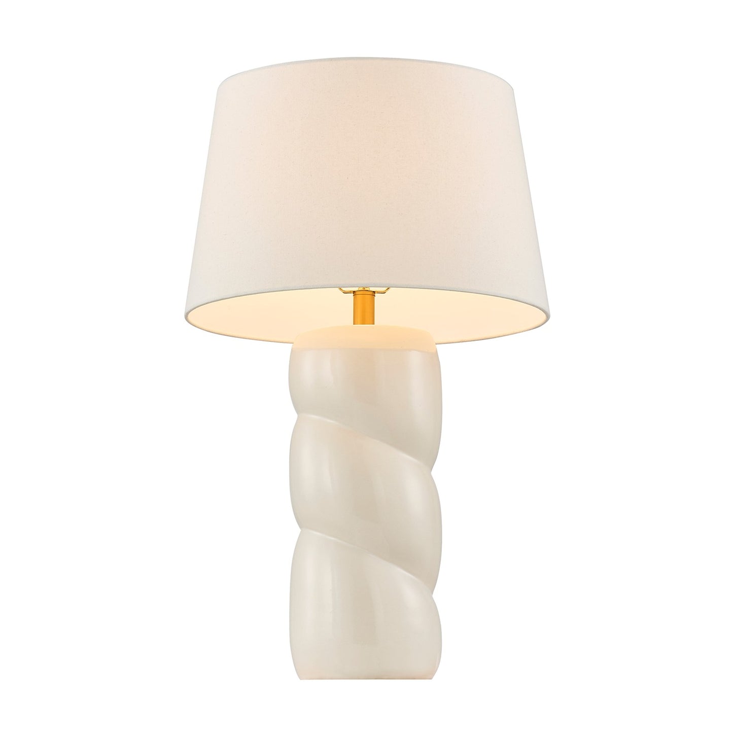 Savoy House Betty 17in 1-Light Table Lamp | Soft Modern White High-Gloss Ceramic with White Linen Shade and Warm Brass Accents | Bedroom & | Model 11-CD36