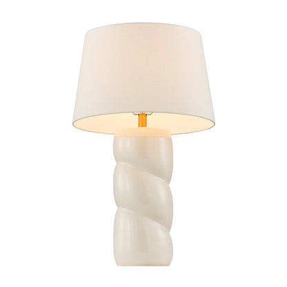 Savoy House Betty 17in 1-Light Table Lamp | Soft Modern White High-Gloss Ceramic with White Linen Shade and Warm Brass Accents | Bedroom & | Model 11-CD36