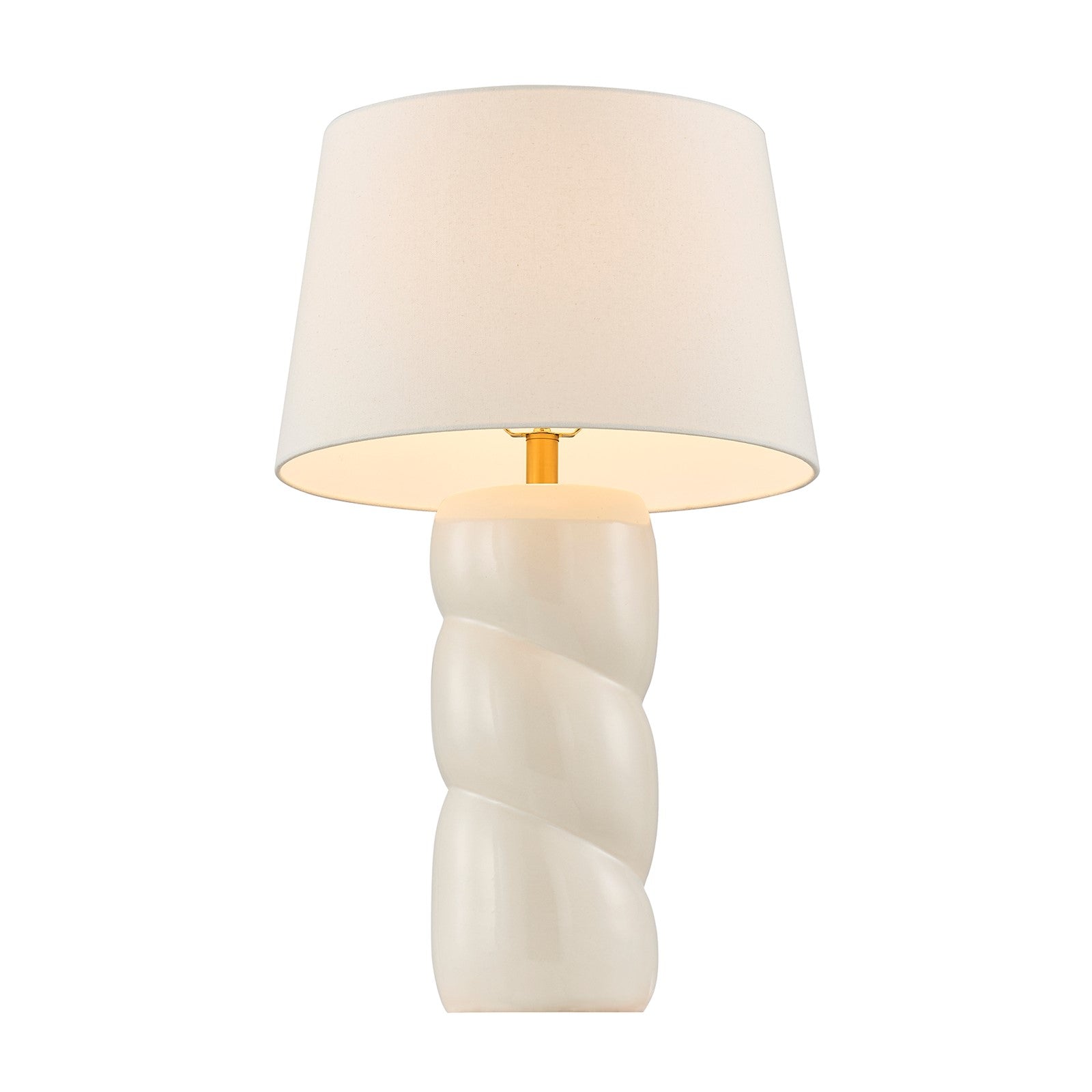 Savoy House Betty 17in 1-Light Table Lamp | Soft Modern White High-Gloss Ceramic with White Linen Shade and Warm Brass Accents | Bedroom & | Model 11-CD36