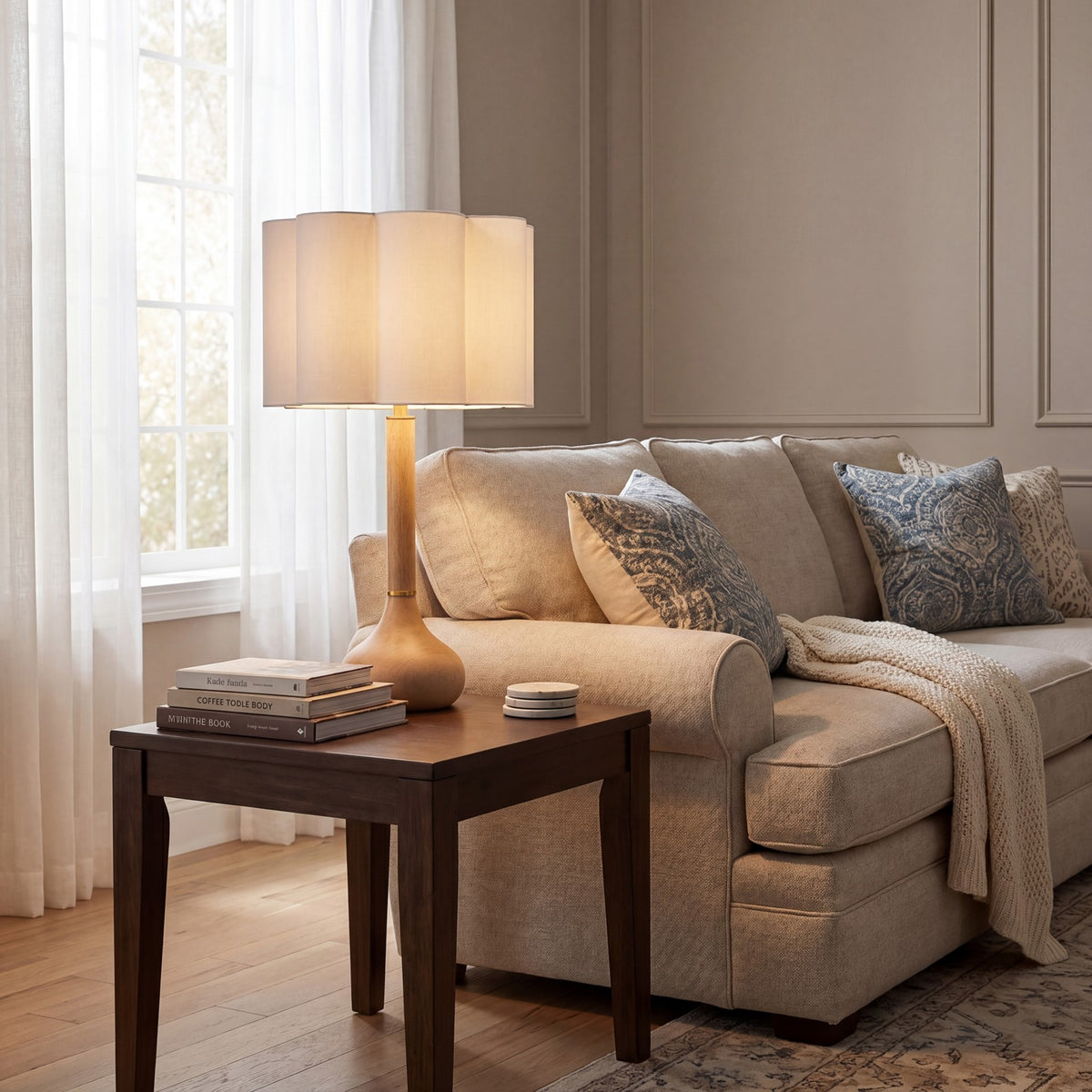 Savoy House Derby 1 Lt Table Lamp, White Scalloped
