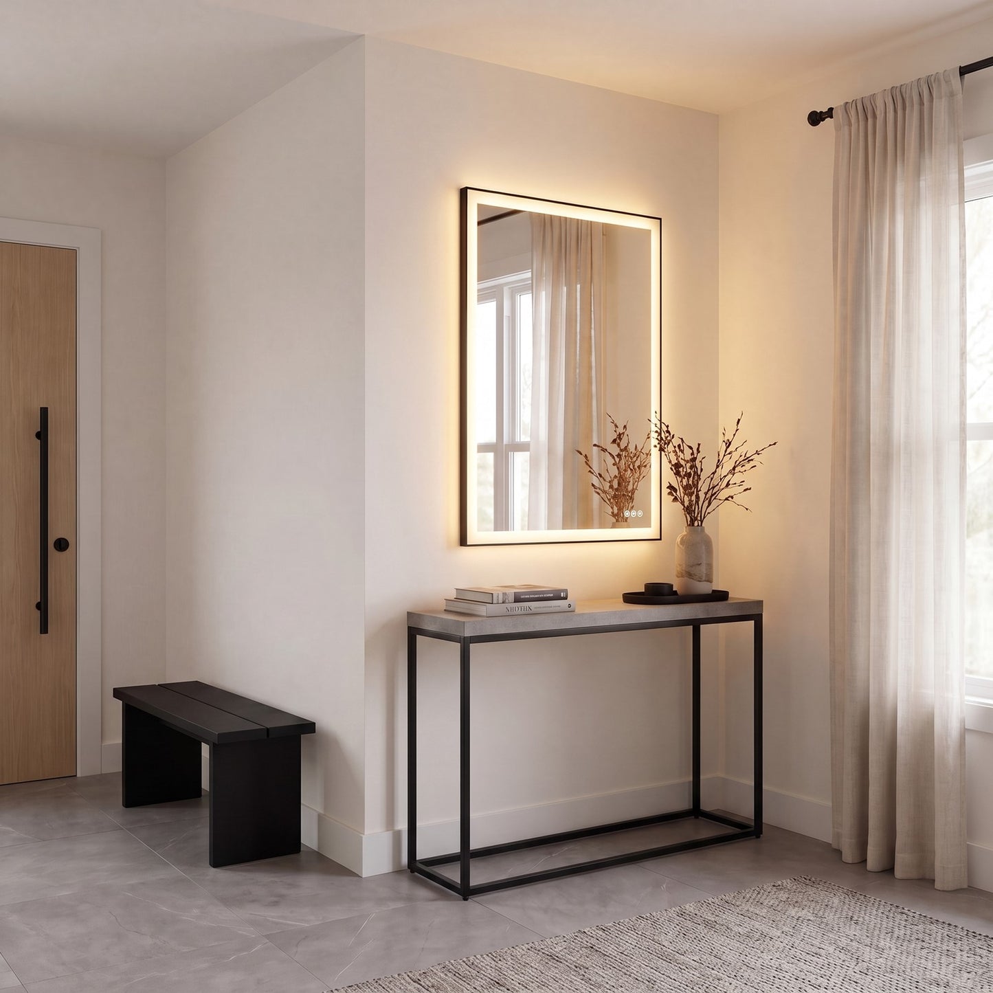 Savoy House Paulding LED 48x32 Rectangle Frontlit Mirror, Black