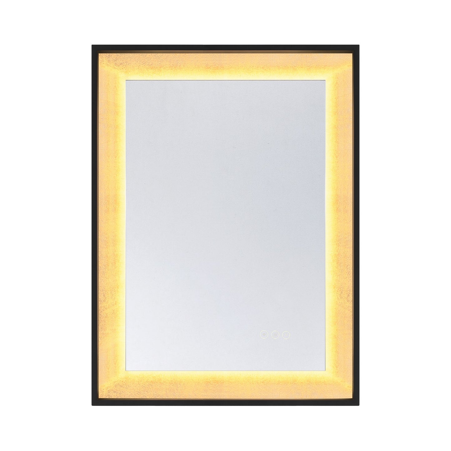 Savoy House Corvalis 24x32in LED Rectangle Frontlit Mirror | Modern Sand Black and Gold Leaf Frame | Bathroom & Powder Room Vanity | Model 2-1241-24X32