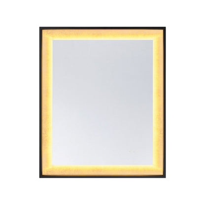 Savoy House Corvalis 30x36in LED Rectangle Frontlit Mirror | Modern Sand Black and Gold Leaf Frame | Bathroom & Powder Room Vanity | Model 2-1242-30X36