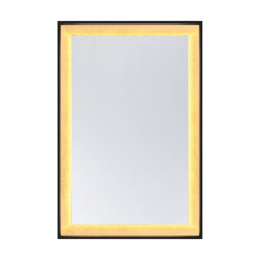 Savoy House Corvalis 48x32in LED Rectangle Frontlit Mirror | Modern Sand Black and Gold Leaf Frame | Bathroom & Powder Room Vanity | Model 2-1243-48X32