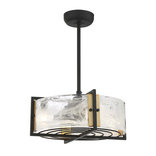 Savoy House Hayward 4 Light Fan D'Lier, Black/Brass/Strie Piastra