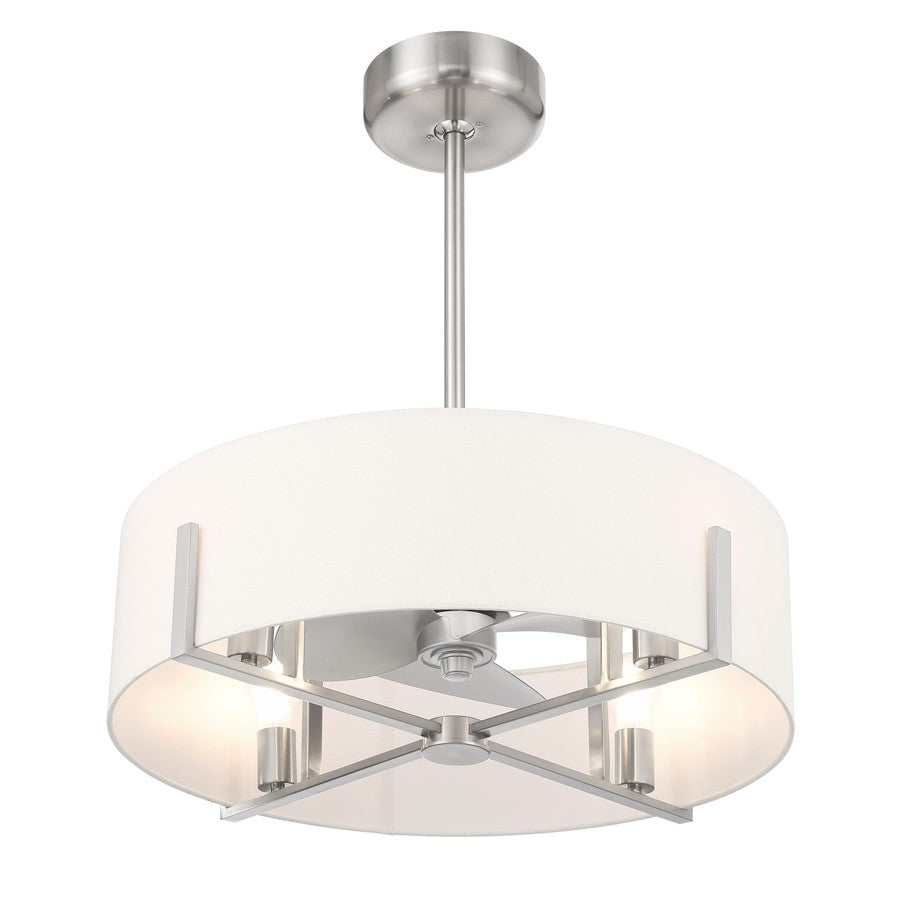 Savoy House Mansell 4Lt Ceiling Fan, Nickel/White, Satin Nickel