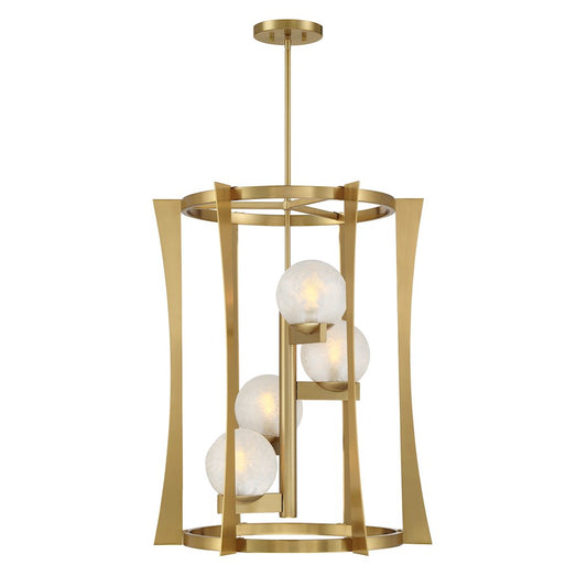 Savoy House Darien 4 Light Pendant, Warm Brass/Ice