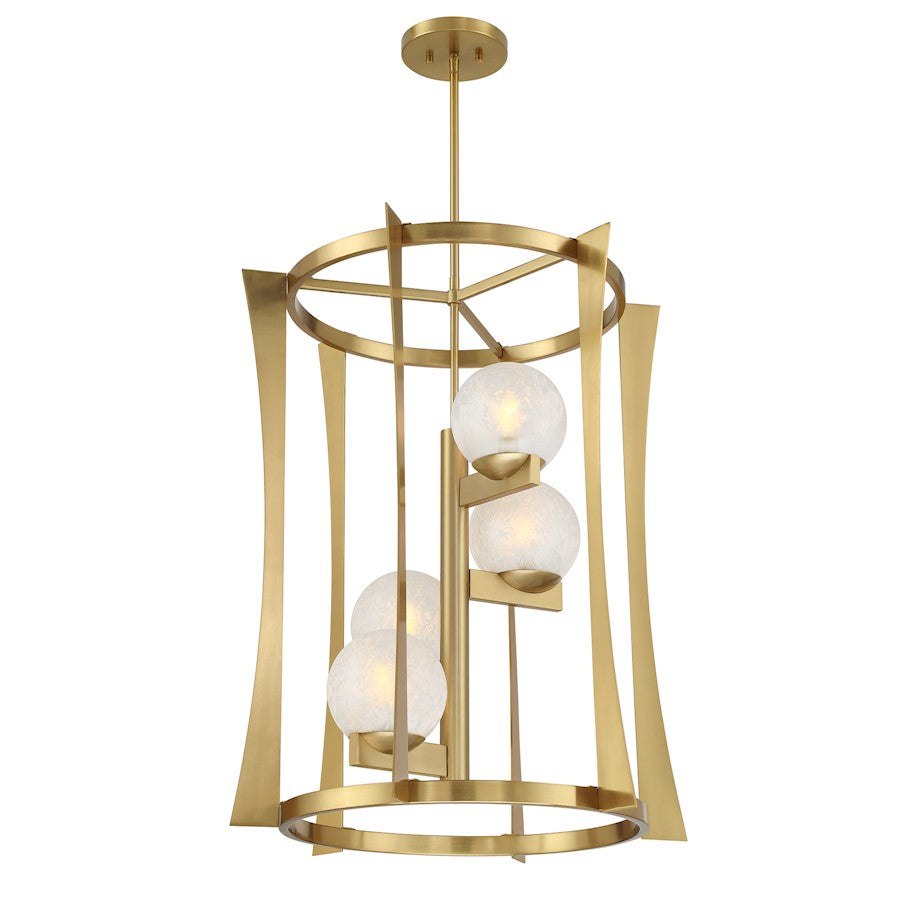 Savoy House Darien 4 Light Pendant, Warm Brass/Ice