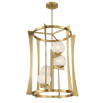 Savoy House Darien 4 Light Pendant, Warm Brass/Ice