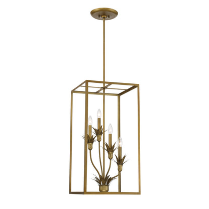 Savoy House Strathmore 15in 4-Light Pendant | Nature Inspired Antique Patina Metal | Foyer & Entryway | 15 x 15 x 30 in | Model 3-1261-4-339