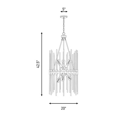 6 Light Pendant, Black/Brass