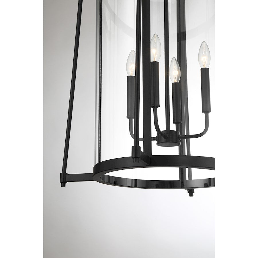 4 Light Pendant, Matte Black/Clear