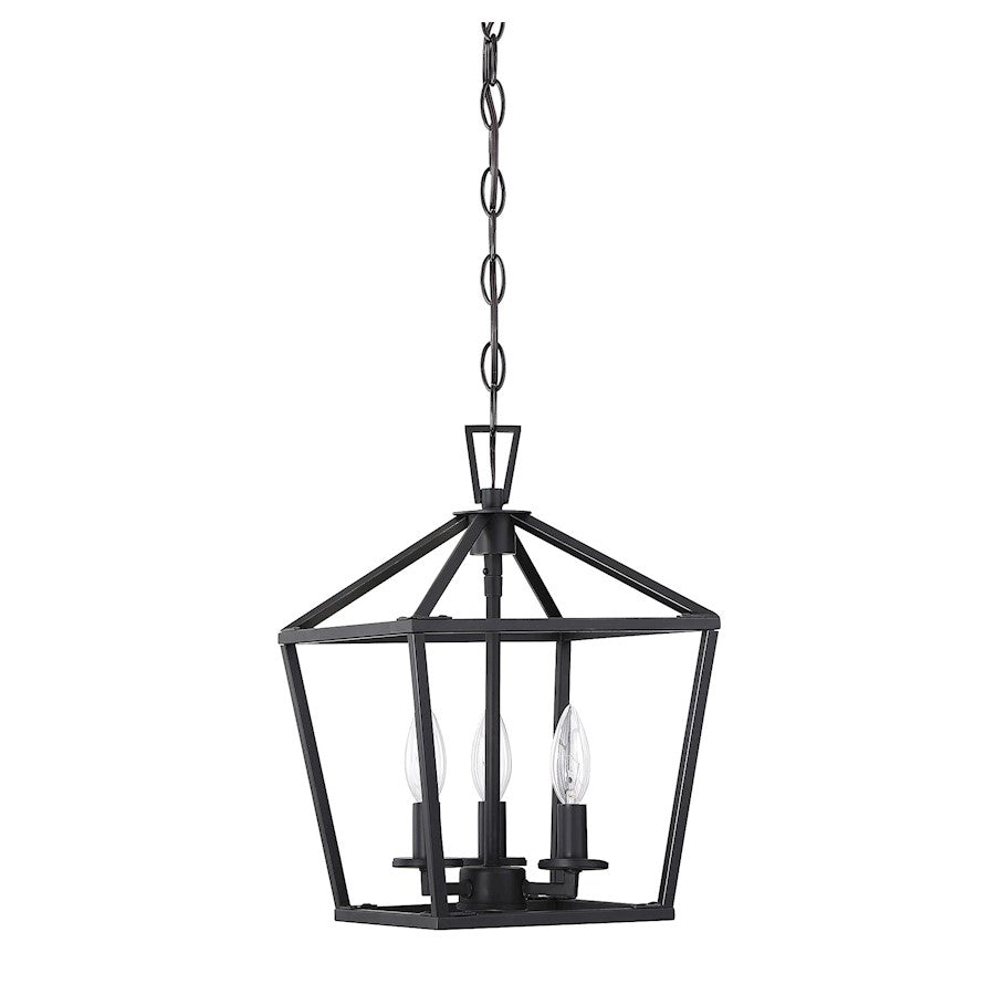 3 Light 15" Pendant, Matte Black