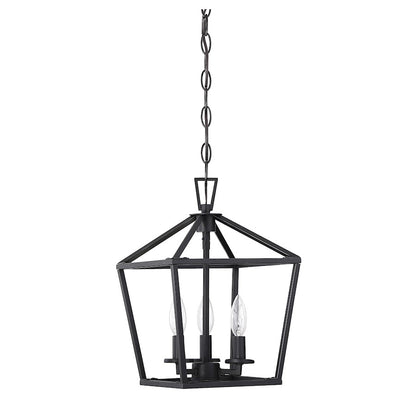 3 Light 15" Pendant, Matte Black