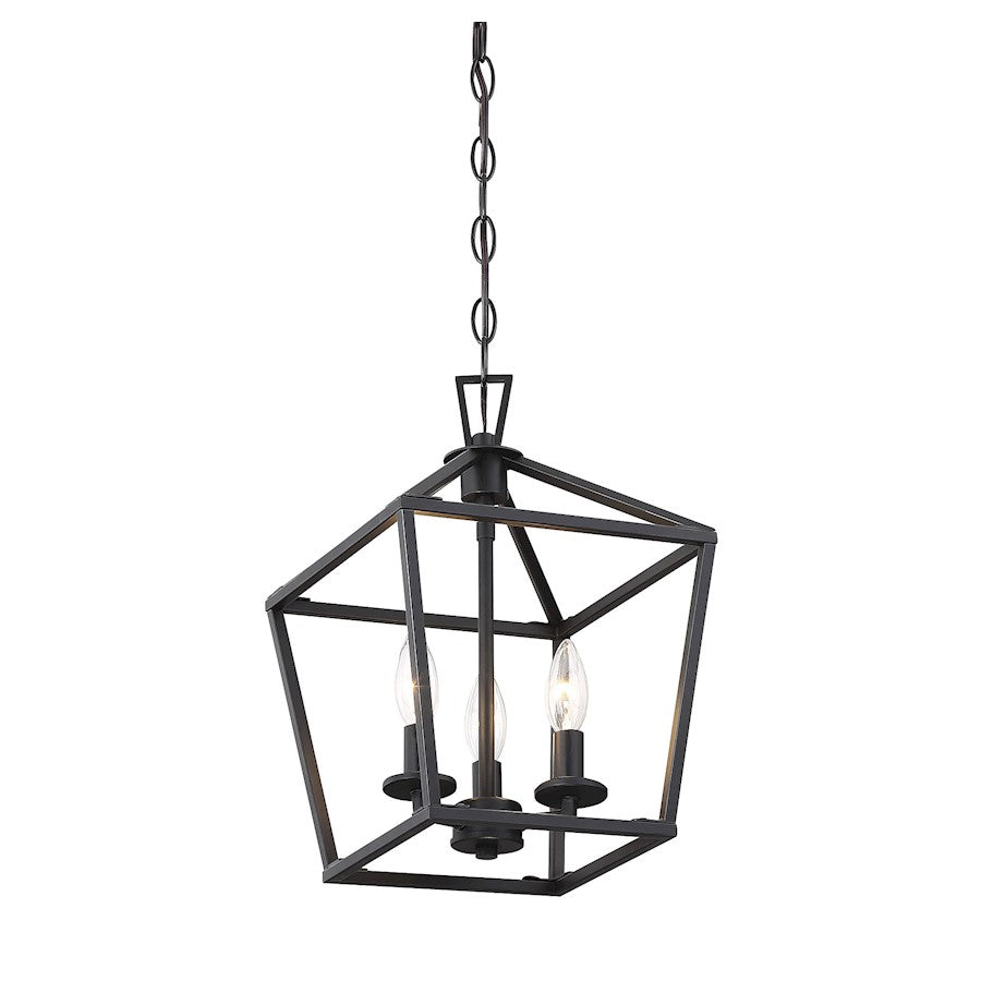 3 Light 15" Pendant, Matte Black