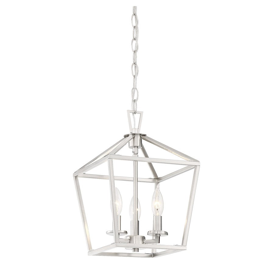 3 Light 15" Pendant, Satin Nickel